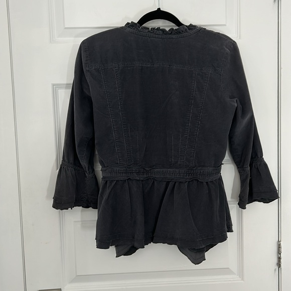 J JILL - corduroy jacket peplum ruffles open vest tie front size small - Picture 9 of 12